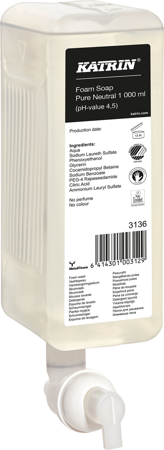 [8551247] Skumtvål Pure Neutral 1000 ml Katrin