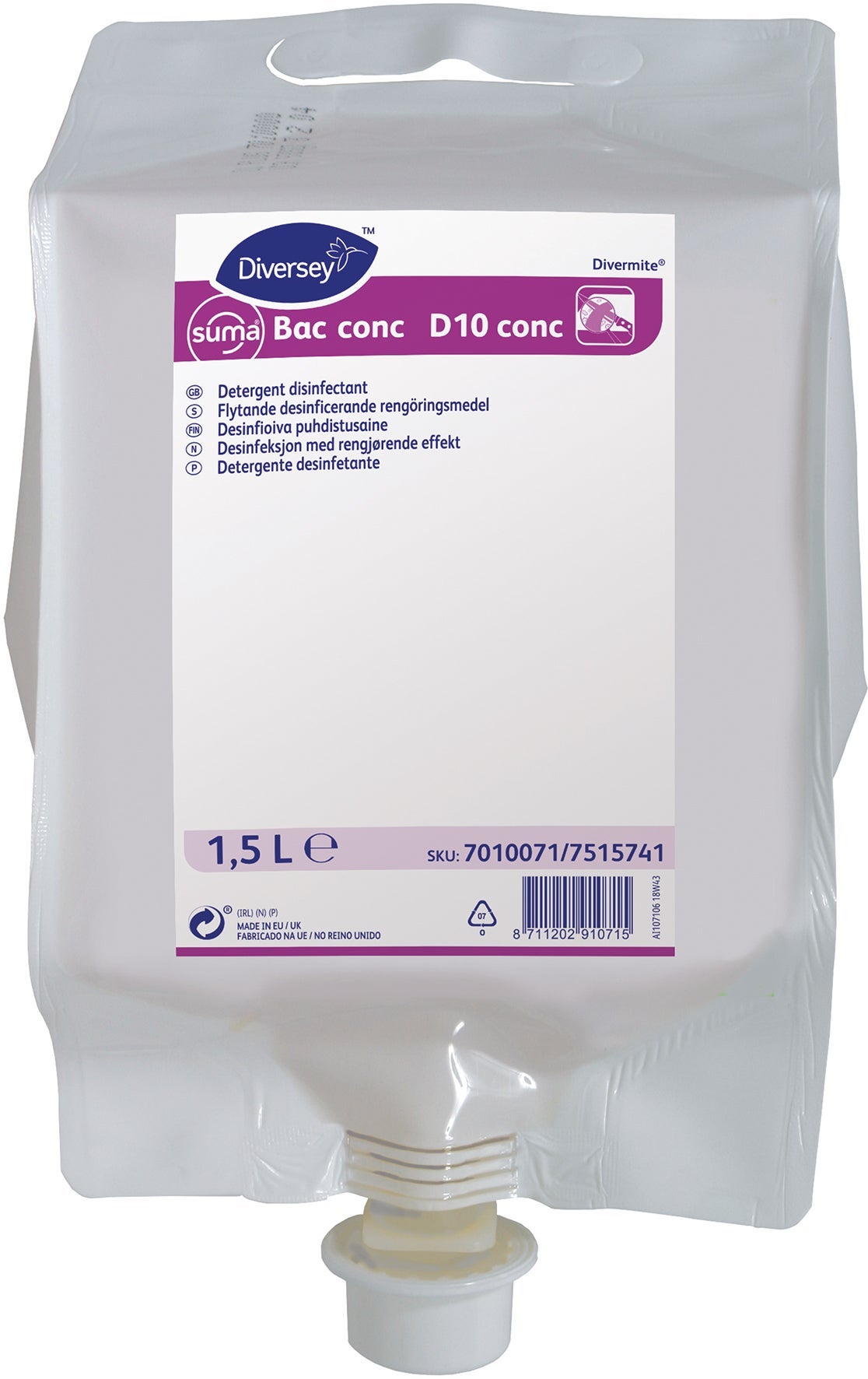 [8551022] Allrengörings-/Desinfektionsmedel Suma Bac10, 1,5 liter