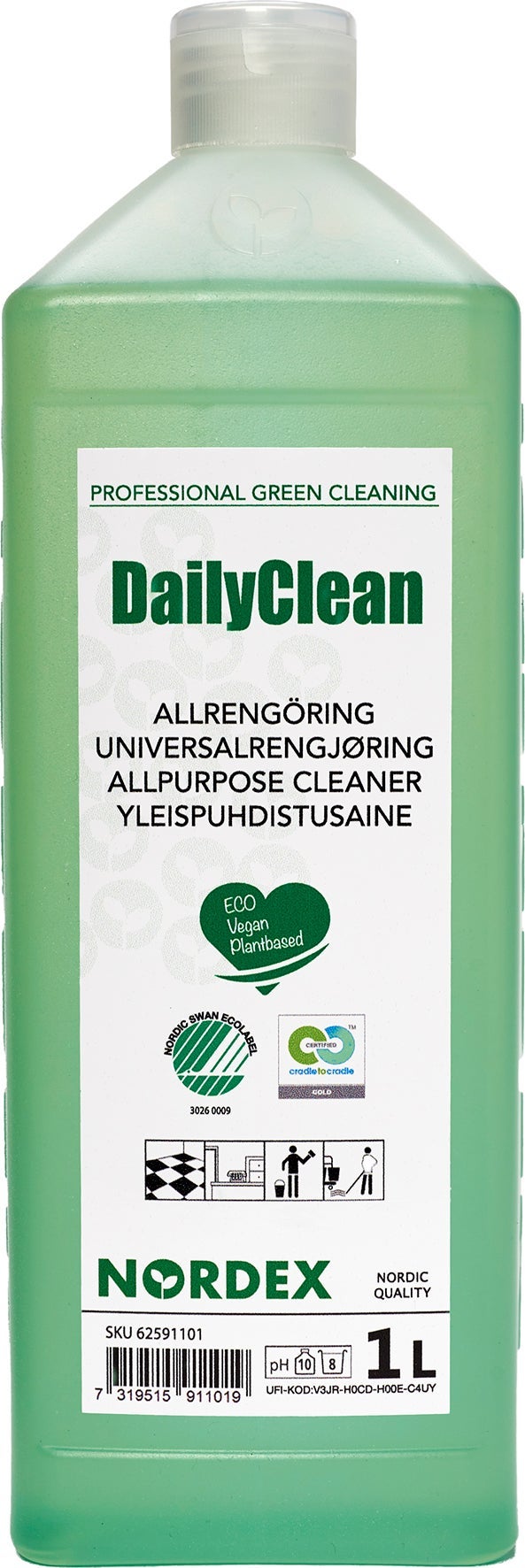 [8556889] Allrengöringsmedel DailyClean 1 liter Nordex Green