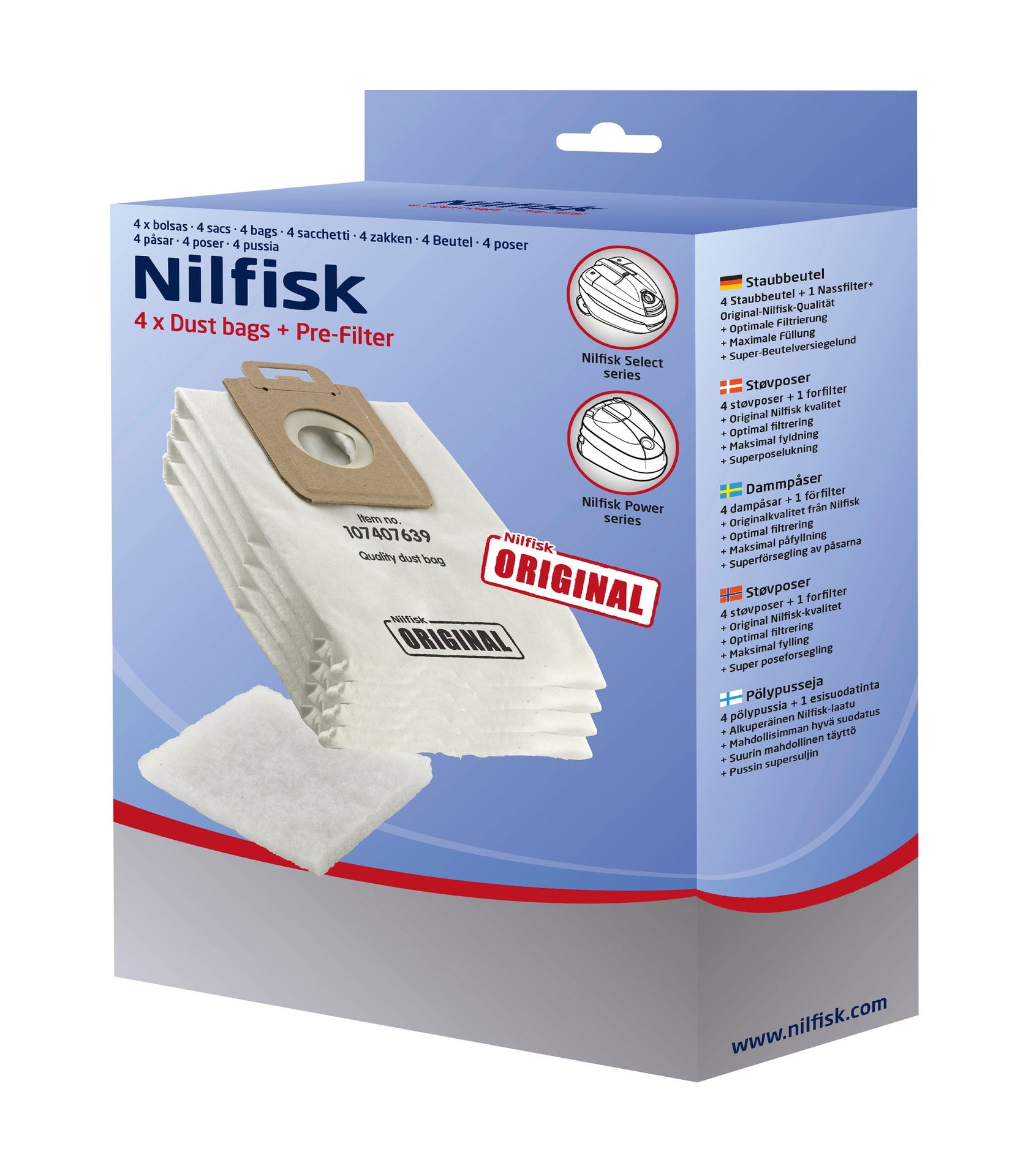 [2870538] Dammpåsar Nilfisk Select 4-pack