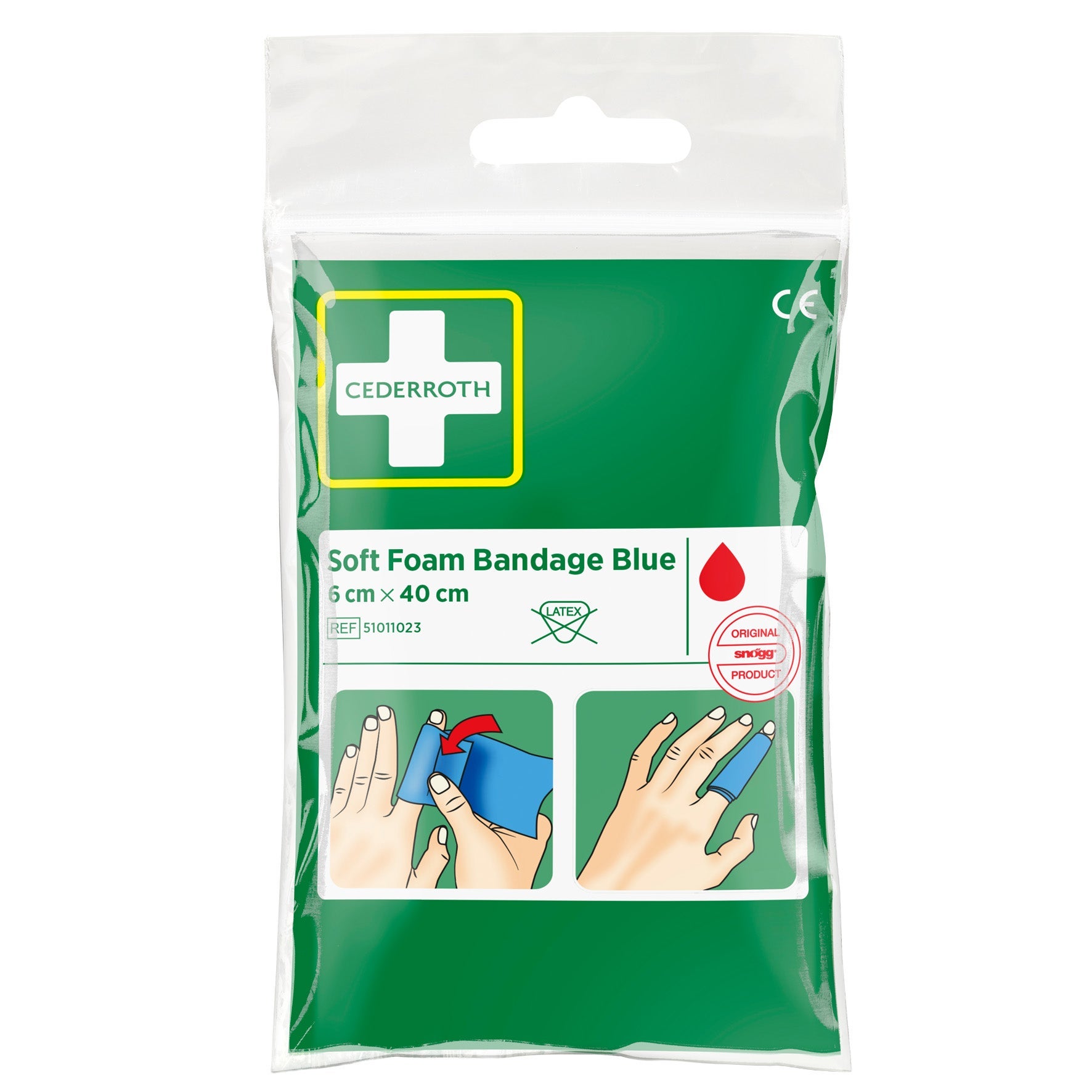 [8551707] Plåster Soft Foam Bandage Blue – Pocket size Cederroth 60 mm x 400 mm