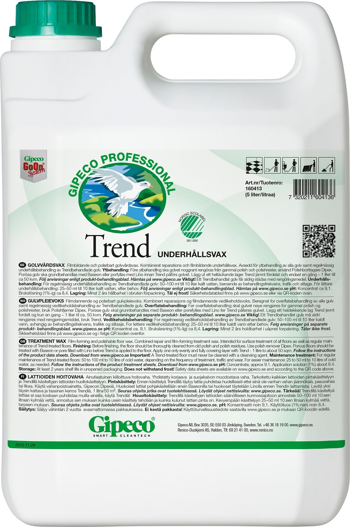 [2260003] Trend Golv/Underhållsvax 5 liter