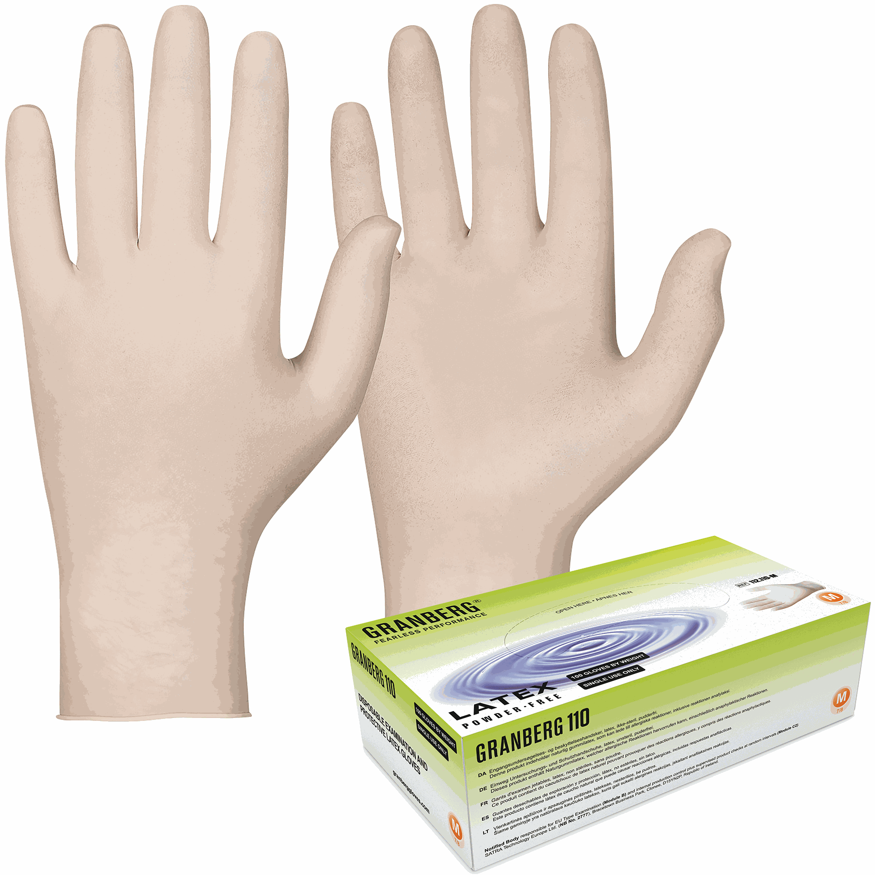 [8558398] Engångshandske Latex puderfri M 100 st/fp