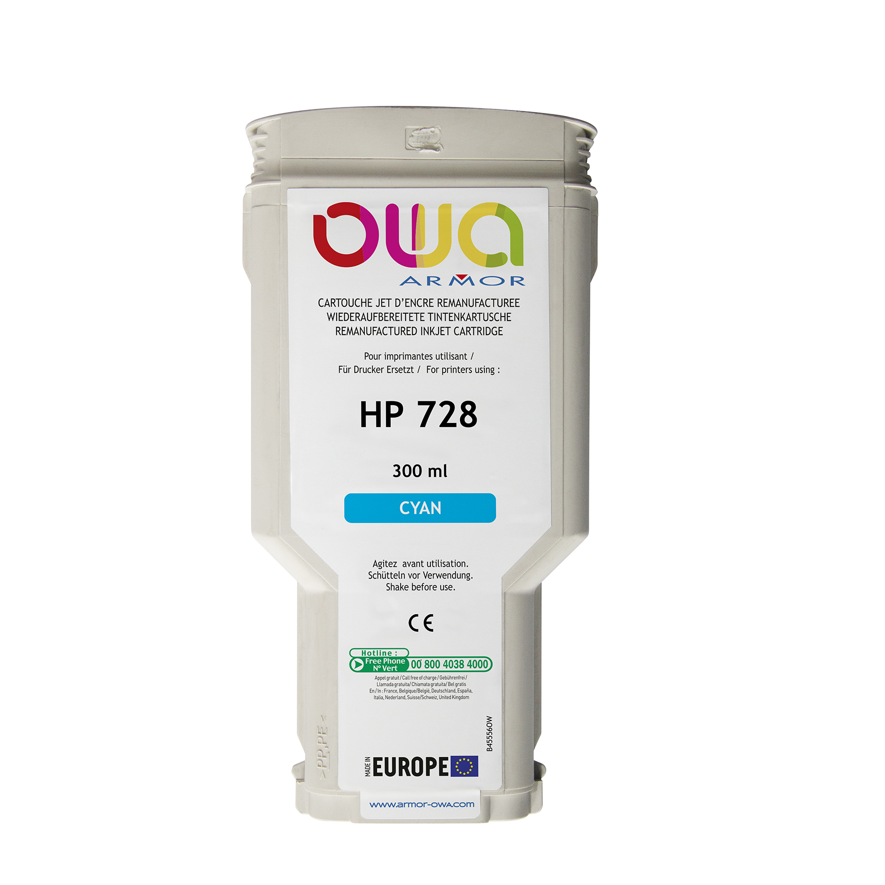 [8561265] Bläck OWA HP 728 cyan 300ml