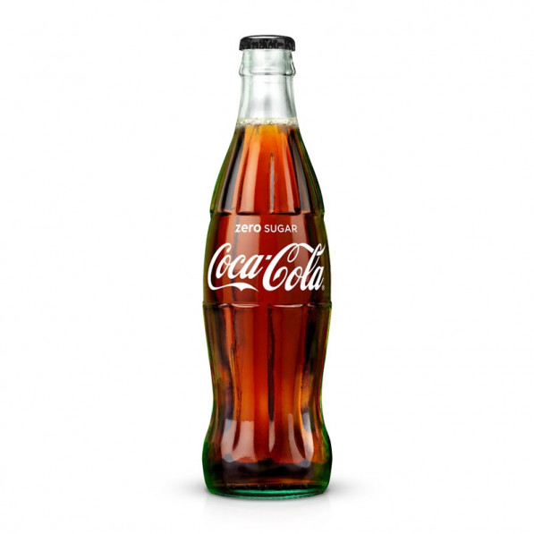 [E2828] COCA COLA ZERO 33CL GLASFLASKA INGEN PANT 24/FLAK