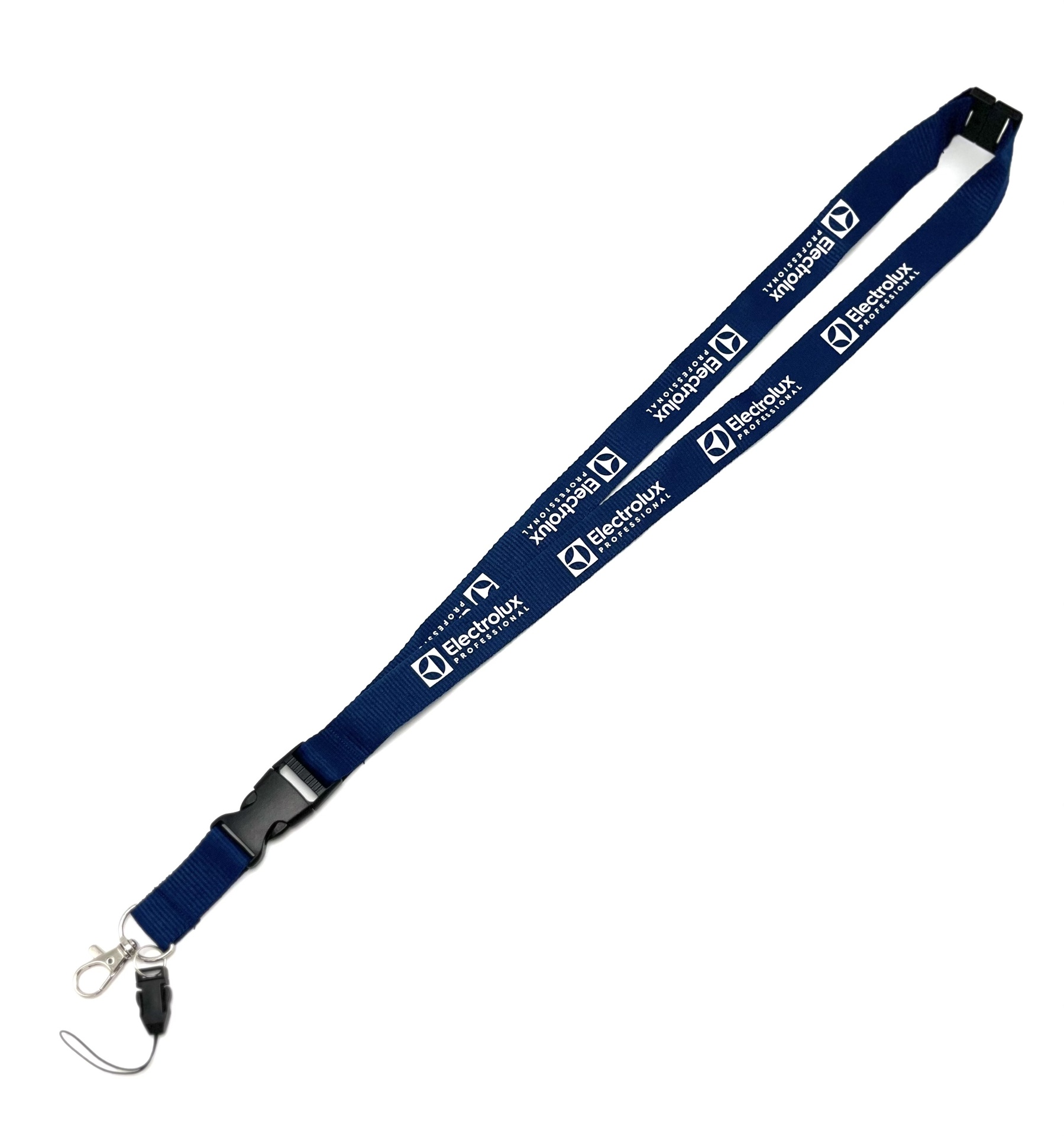 [EEELP025] Logoband blå med vit ELP logo med krok+mobilband 50st/påse