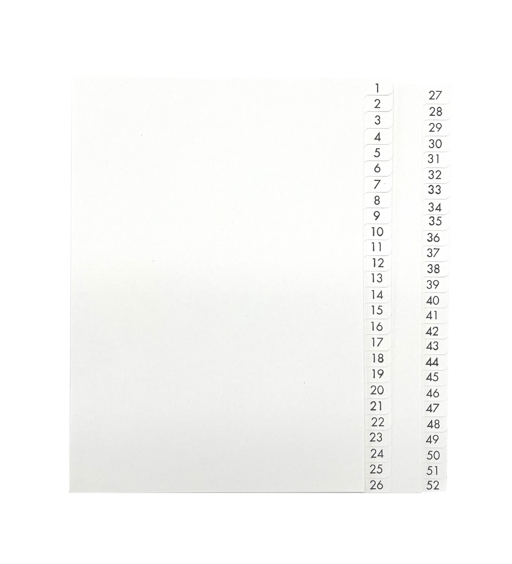 [EEGERNA023] Register A5 1-52/2lägg VITA PAPPER OH 10ST/FP