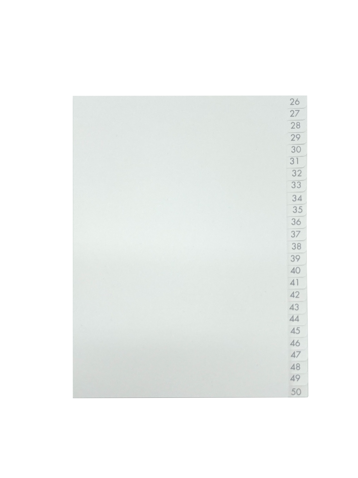 [EEHANNE010] Pärmregister A5 26-50 vita med grått tryck 25 st/fp