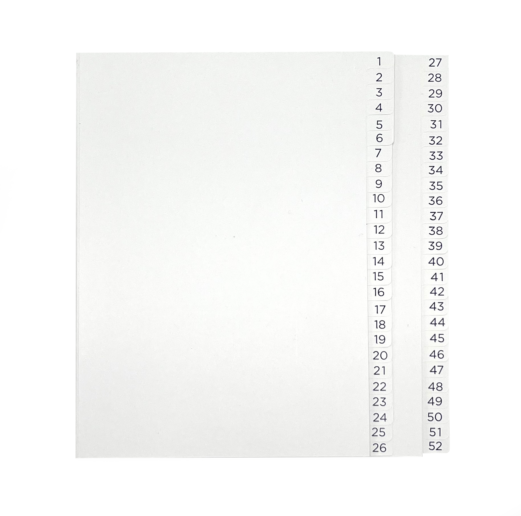 [EETFSET081] PÄRMREGISTER A5 UNDER 1-52 TRYCKTA VITA 10 ST/FP