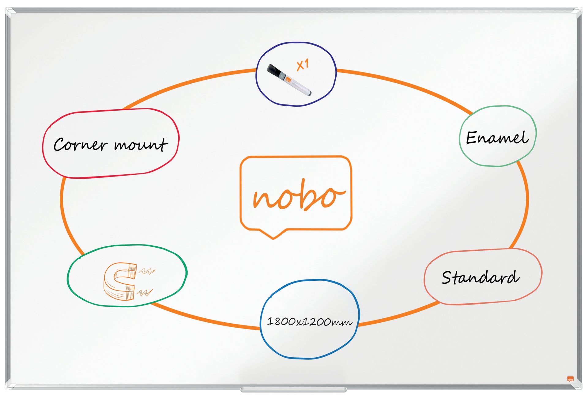 [8562487] Whiteboard Premium Plus Emalj 1800 x 1200 mm