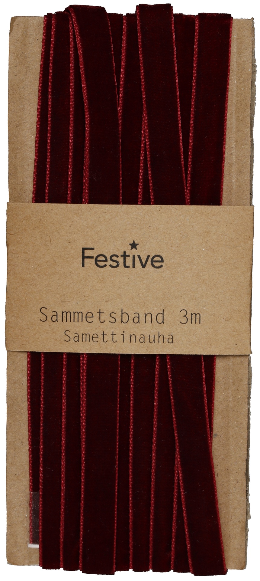 [8563046] Sammetsband 3m Vinröd