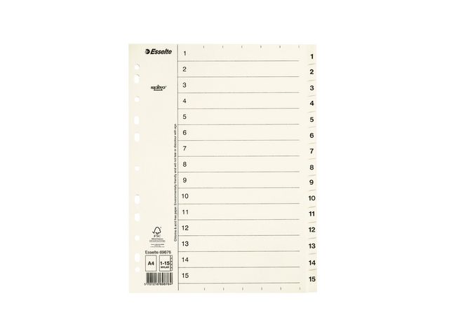 [W6207567] Pappregister Servo A4 flikar 1-15 vit