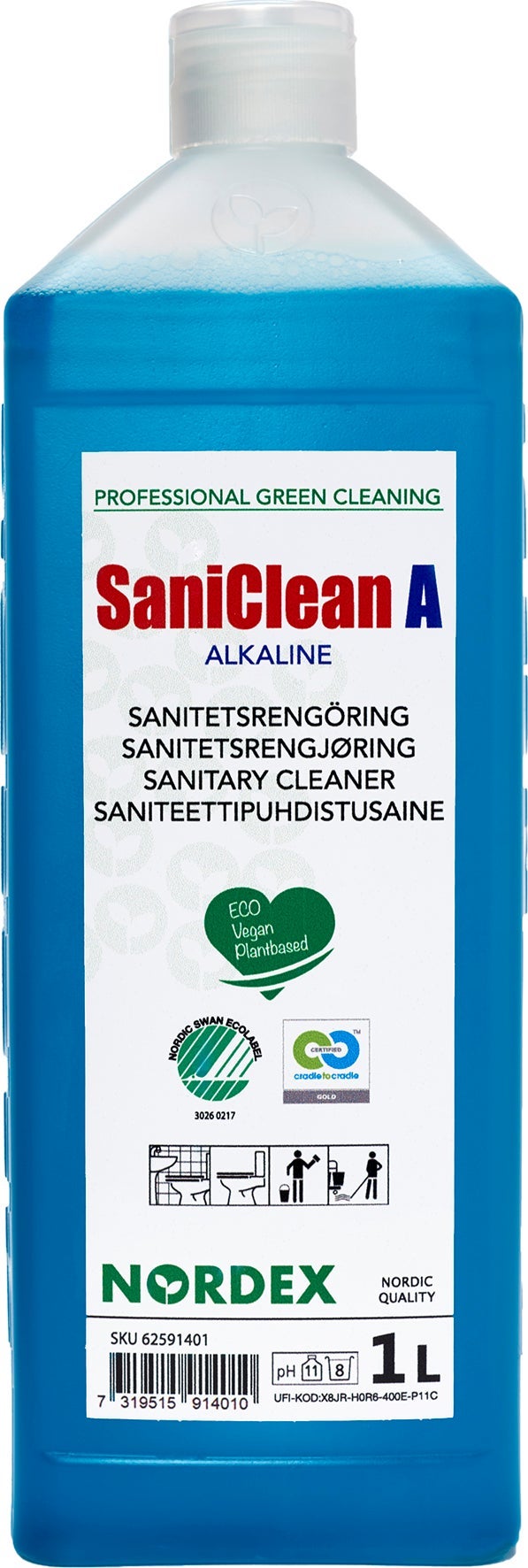 [8556892] Sanitetsrengöringsmedel SaniClean A 1 liter Nordex Green