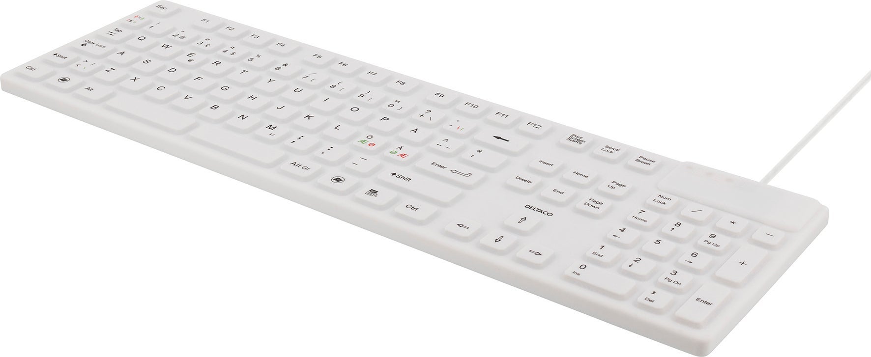 [8556187] Tangentbord IP68 silikon Vit Deltaco