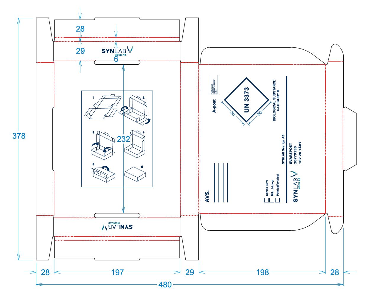 [EESYN001] Svarspost boxar welllåda vit/brun 230x195x30 mm 2+0 ca 2600st/pall