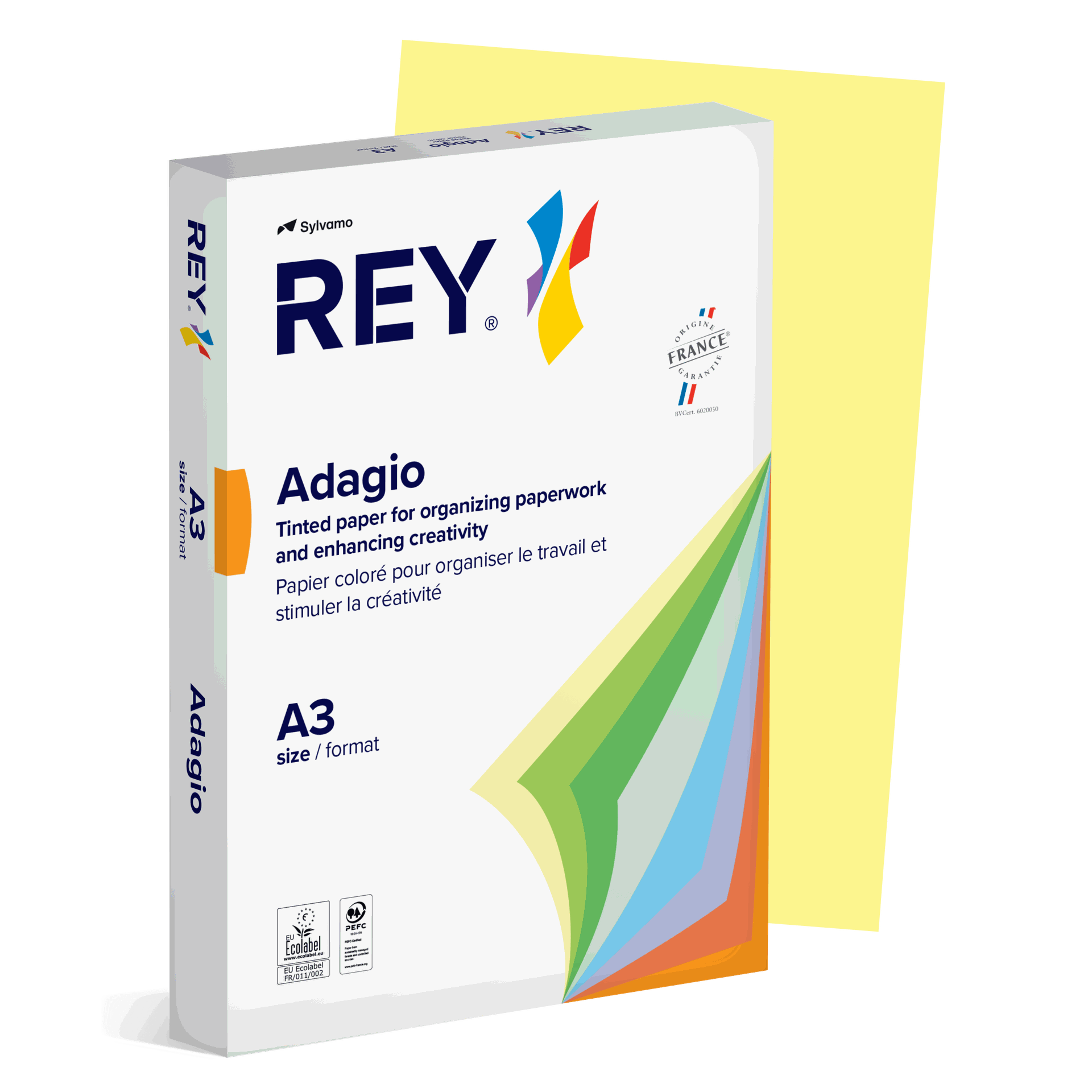 [1610349] Färgat kopieringspapper Rey Adagio A3 80g 500/fp Canary
