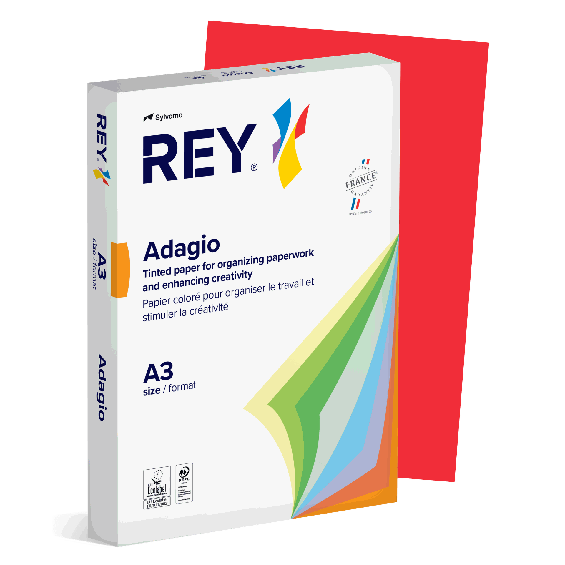 [1610322] Färgat kopieringspapper Rey Adagio A3 80g 500/fp Red