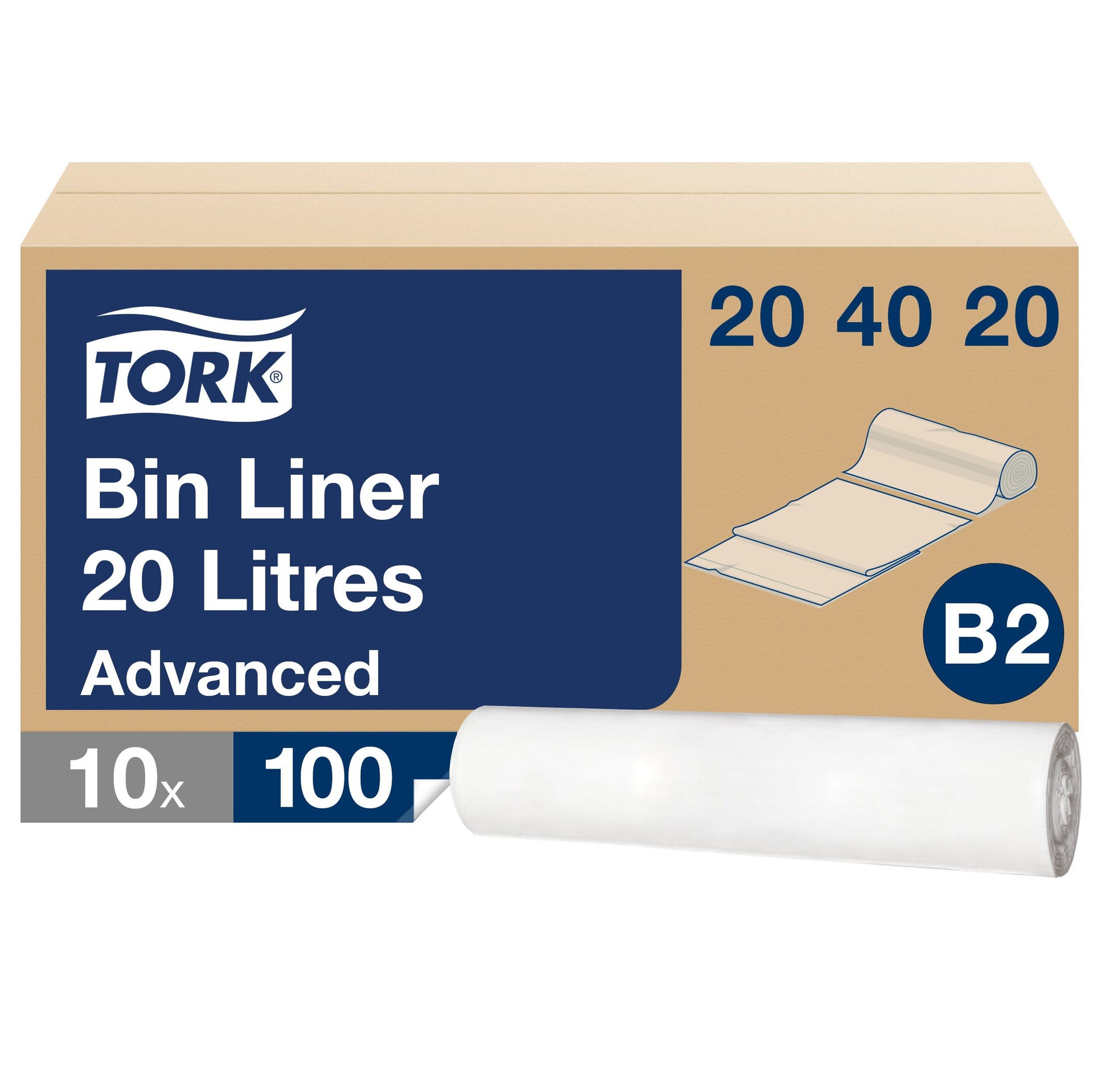[8564180] Soppåse B2 Tork 20 liter Vit 100/rl