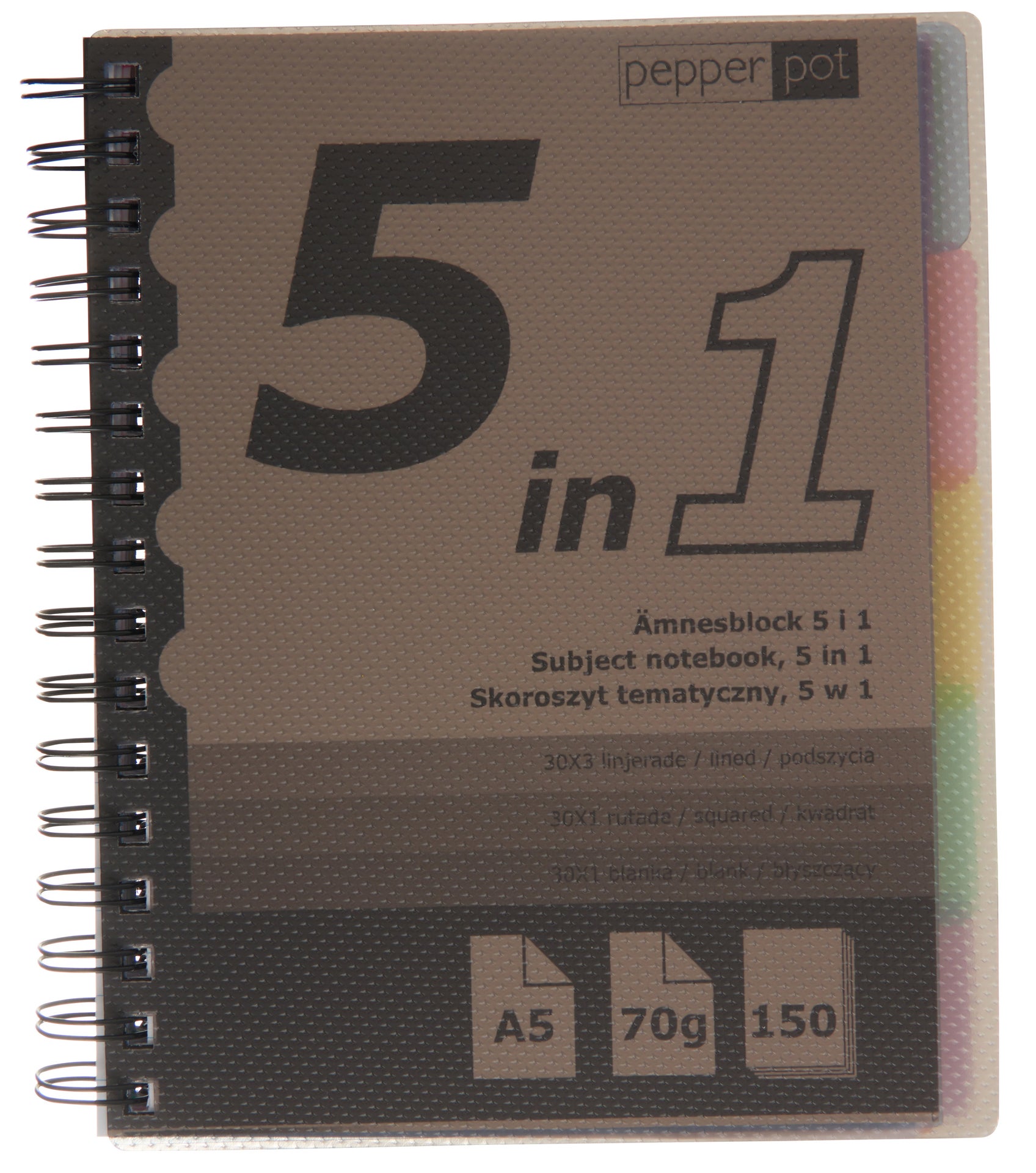 [2630053] Ämnesblock 5flikar A5 150blad