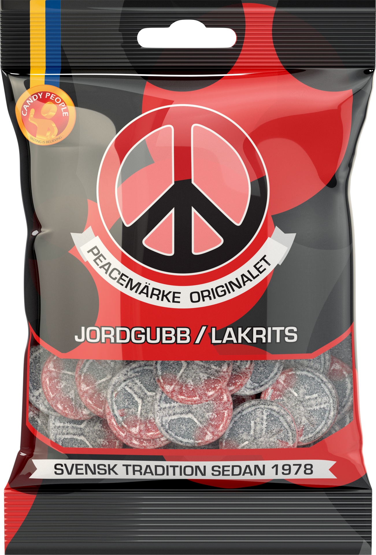 [8565126] Peacemärke Jordgubb/Lakrits80g