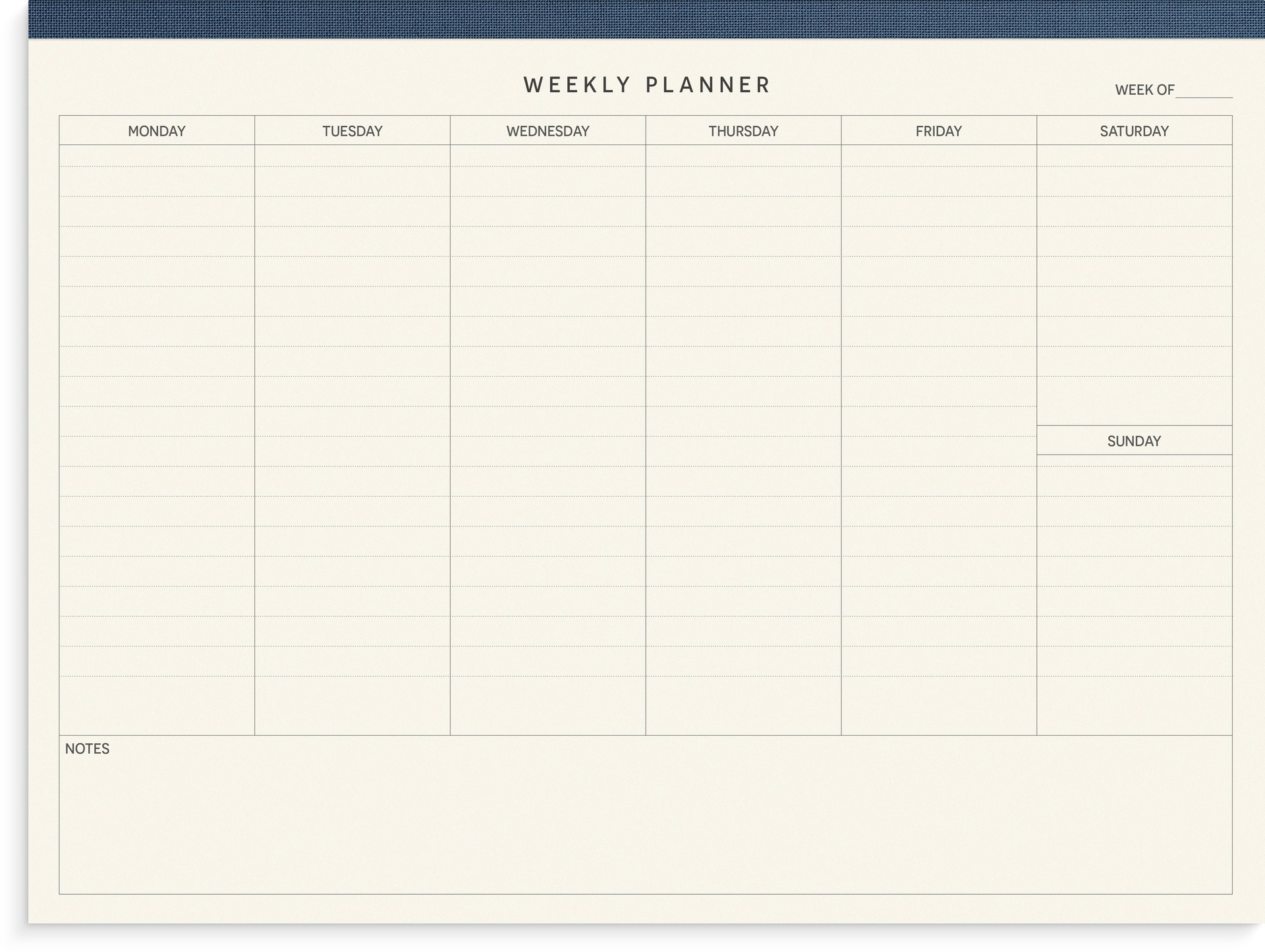 [2610122] Perforerat block Weekly planne