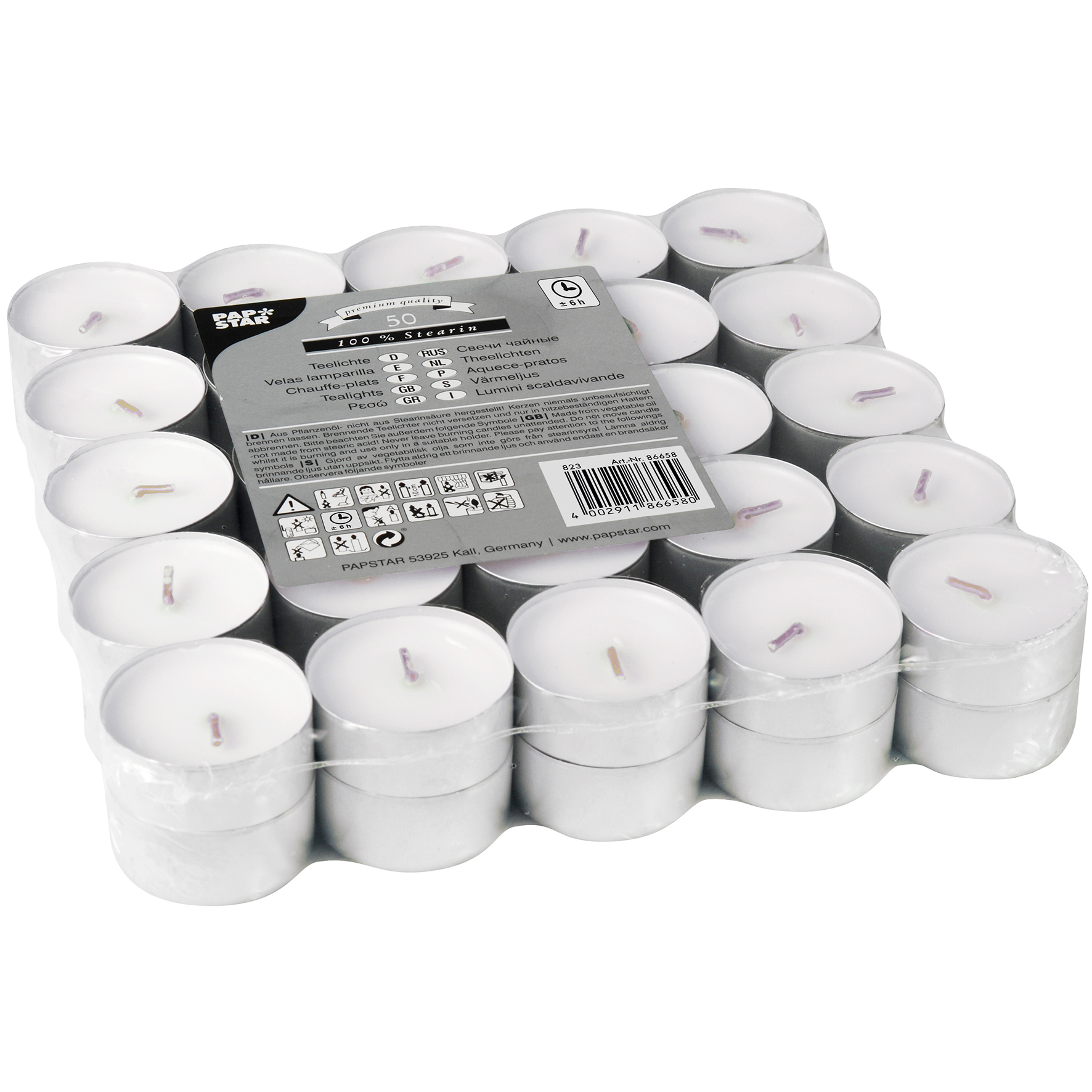 [8565537] Värmeljus 100% Stearin 50-pack