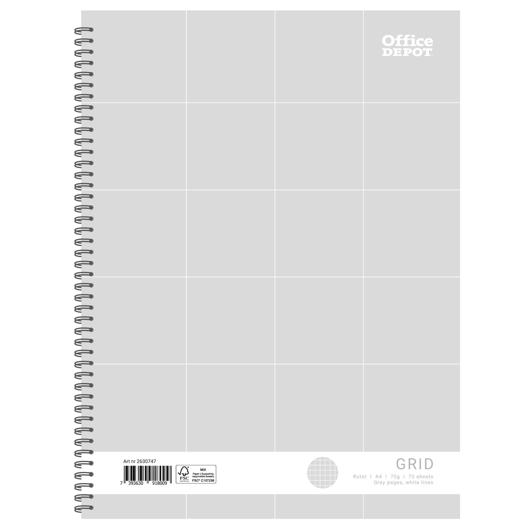 [2630747] Kollegieblock Grey A4 rutat
