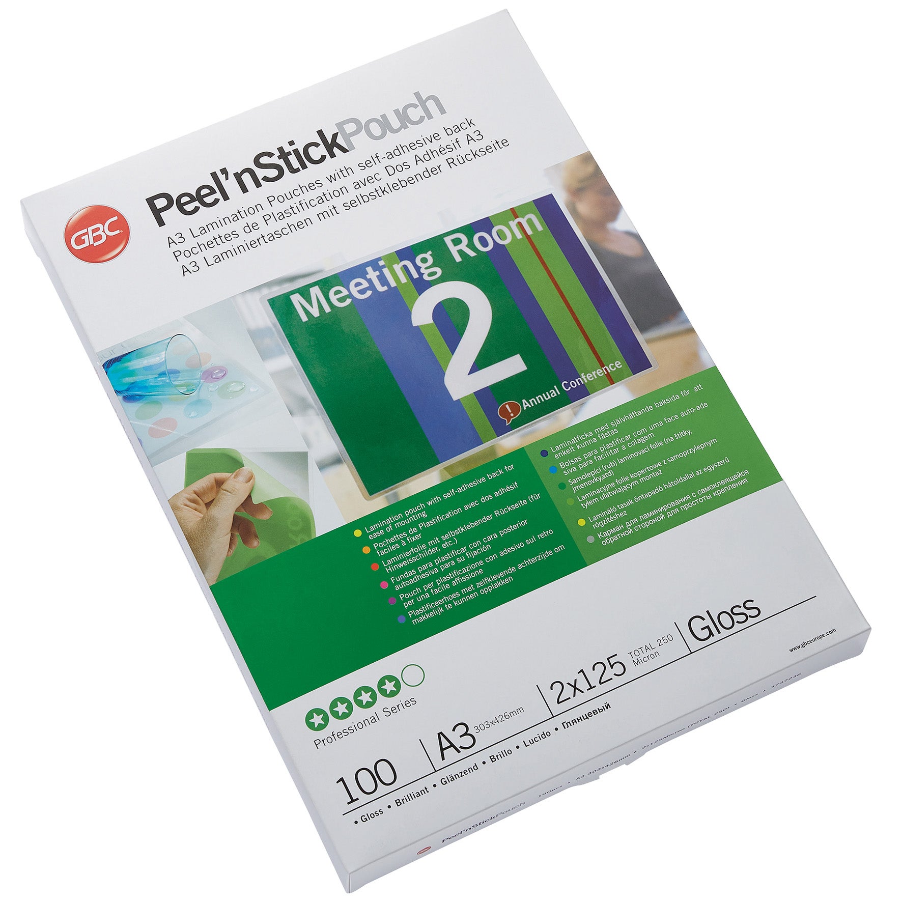 [8566537] Lamineringsfickor Peel'n Stick A3 125 mikron Gloss 100/fp