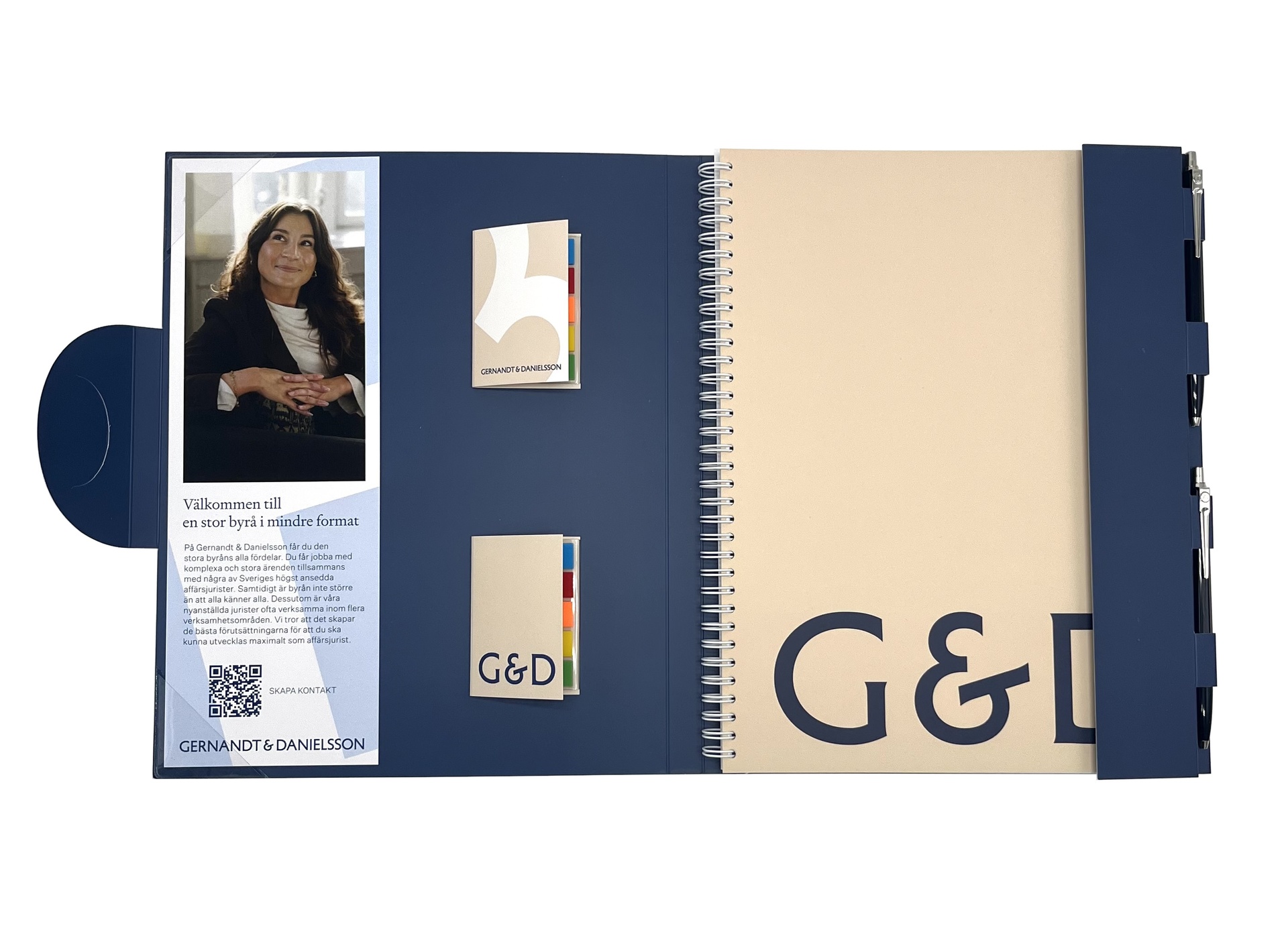 [EEGERNA2099] Mapp G&D blå gjord för block och 2 pennhållare och flyerhållare 12st/krt