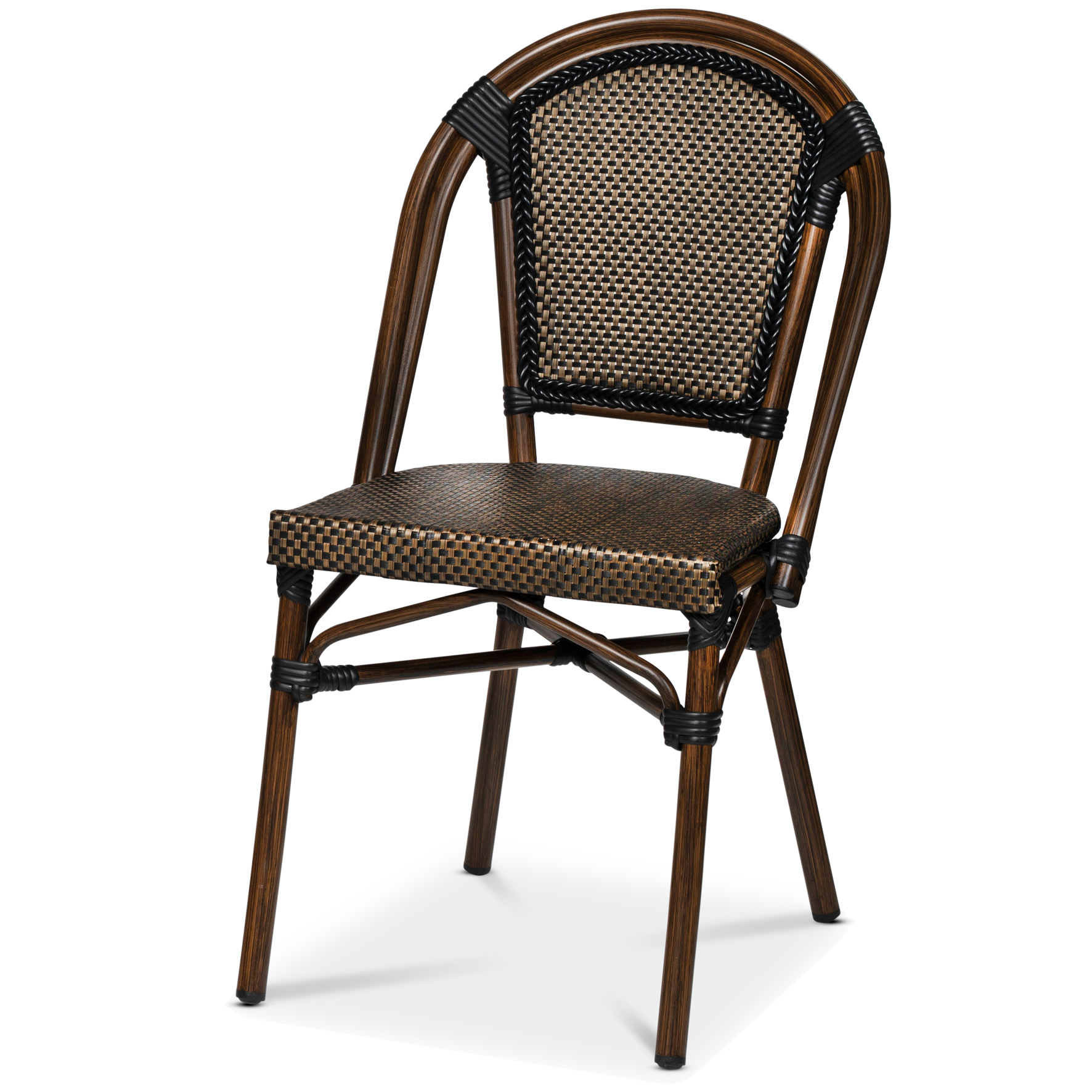 [8566928] Stol Paris, Svart/brun textel.