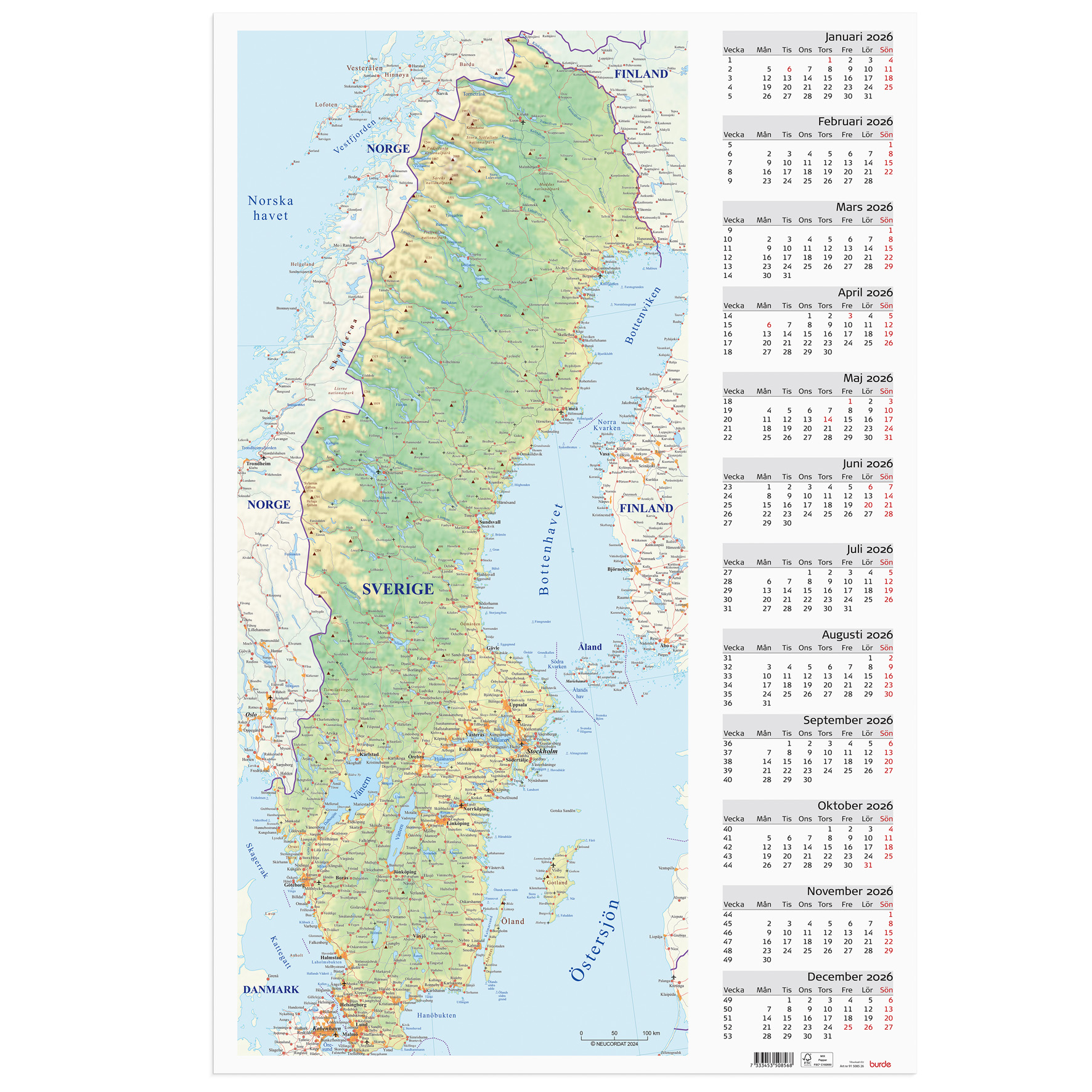 [61508526] Väggblad Sverigekarta 2026