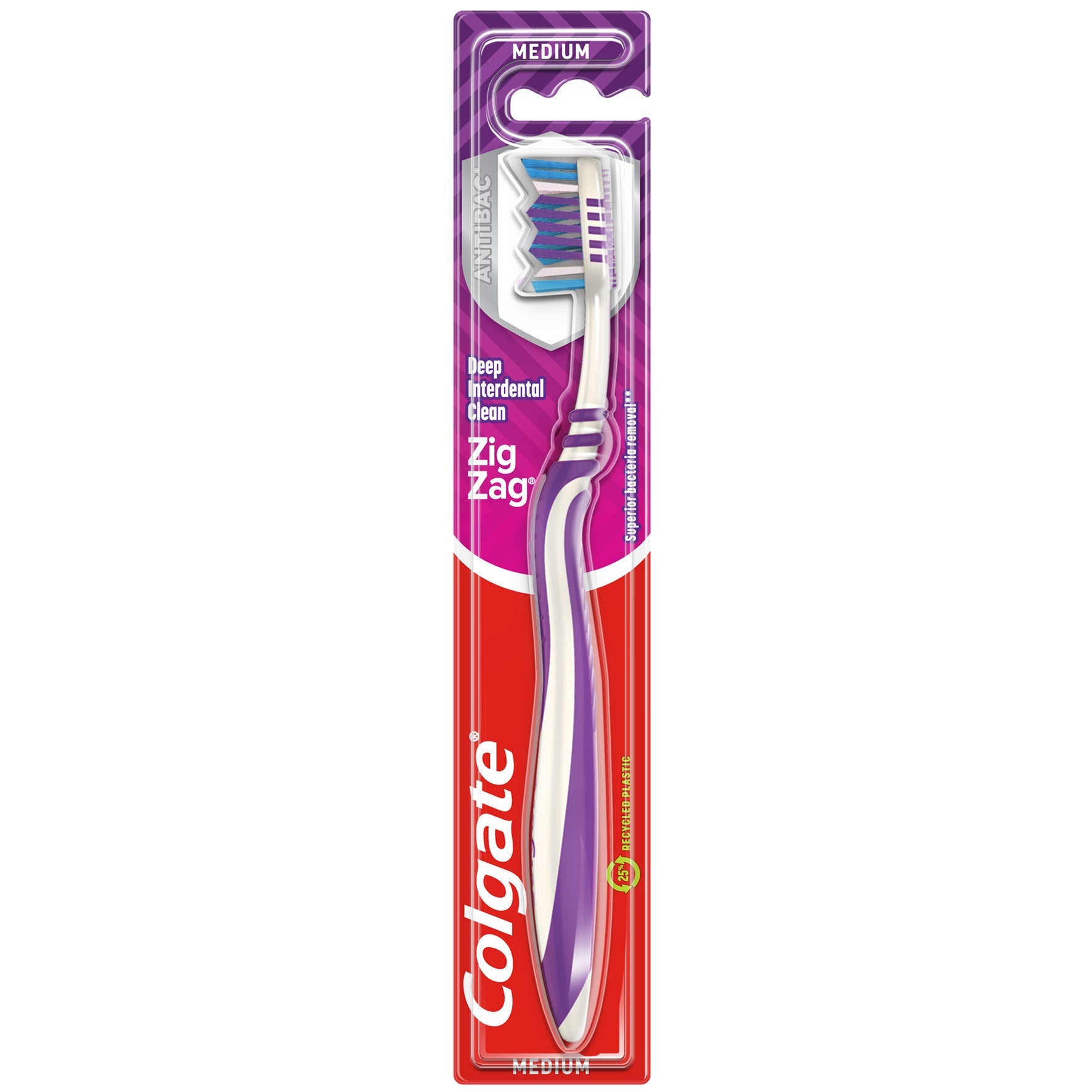 [8567520] Tandborste Colgate Zig Zag Medium vit/lila