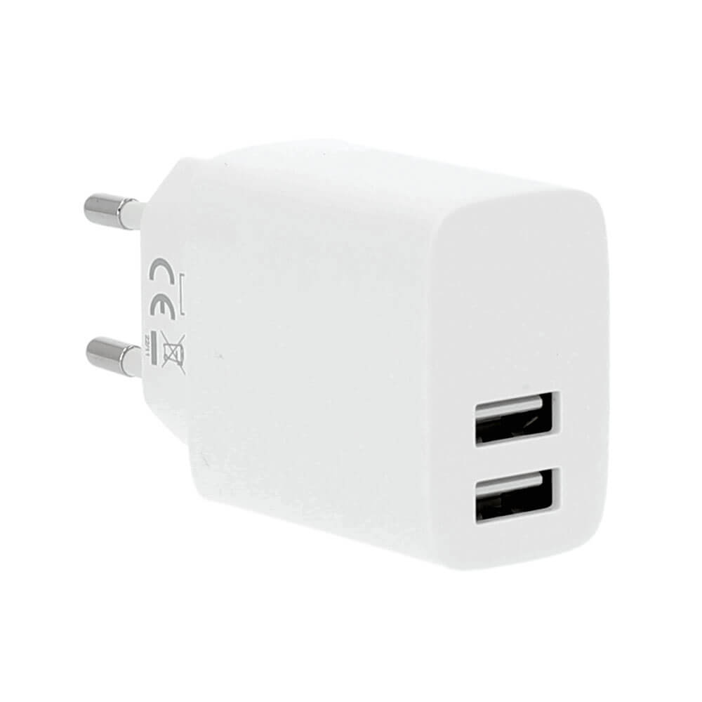 [8568052] Laddare 220V 2xUSB-A 3,4A vit