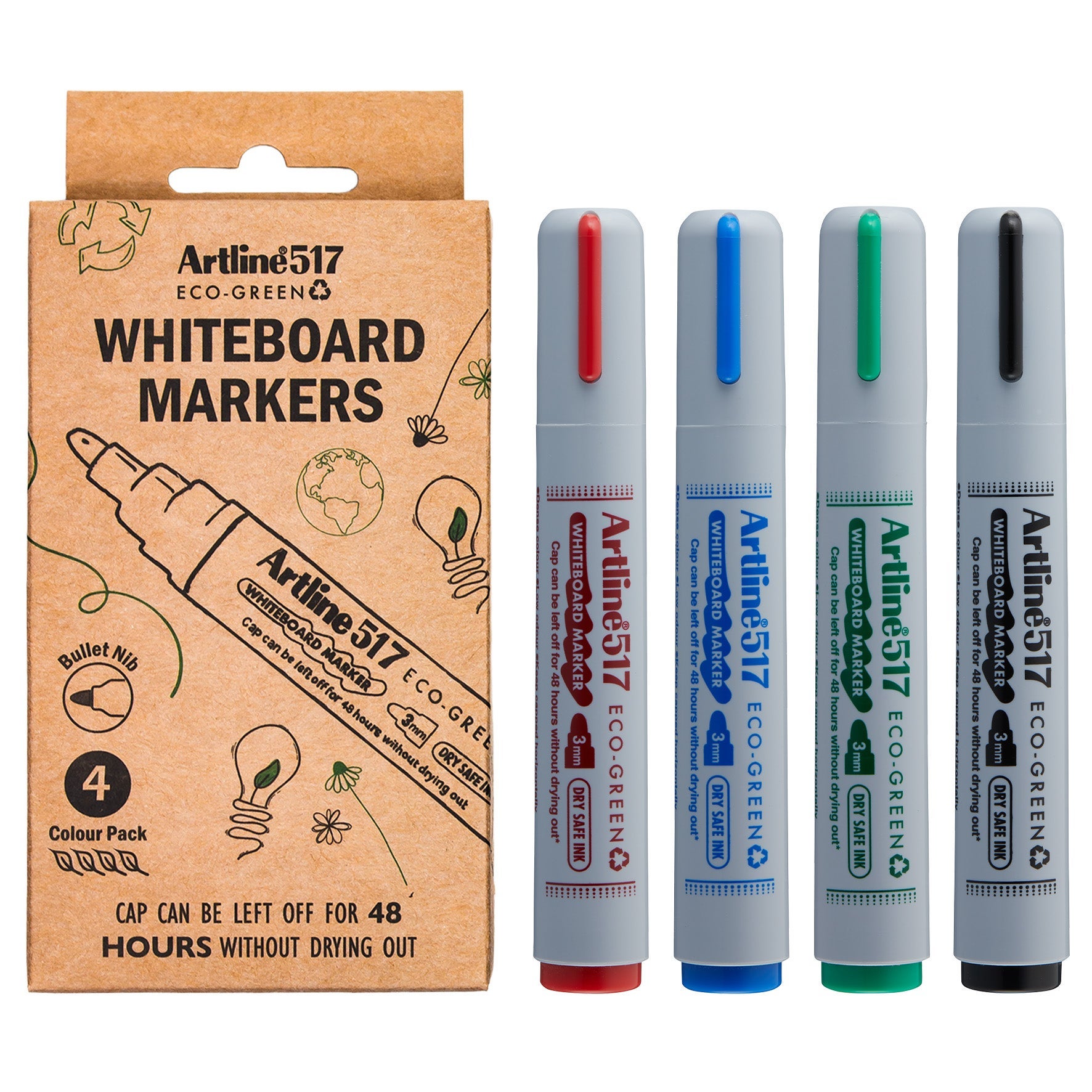 [2409319] Whiteboardpenna Artline 517 Eco-green rund 4 set
