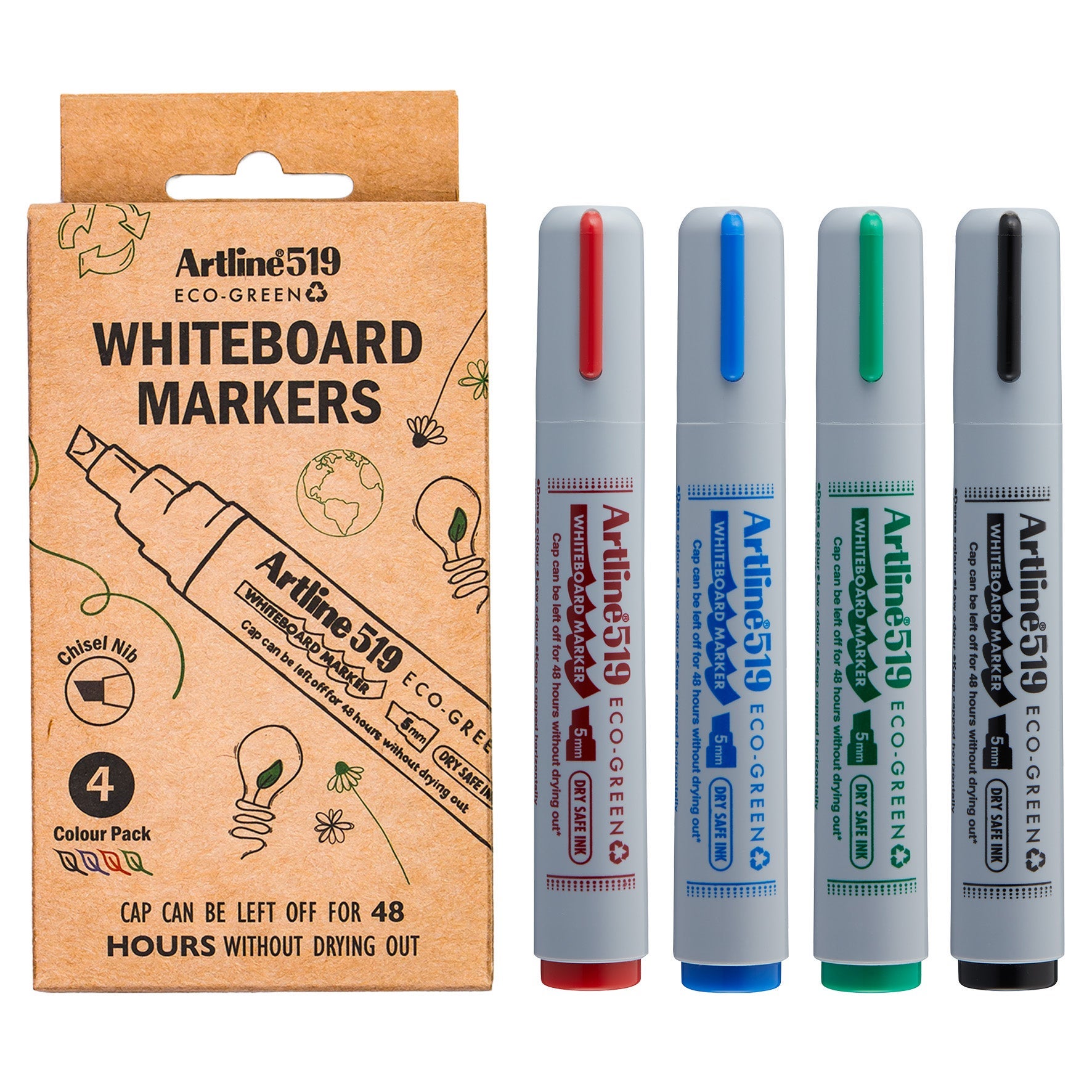 [2409329] Whiteboardpenna Artline 519 Eco-Green snedskuren 4 set