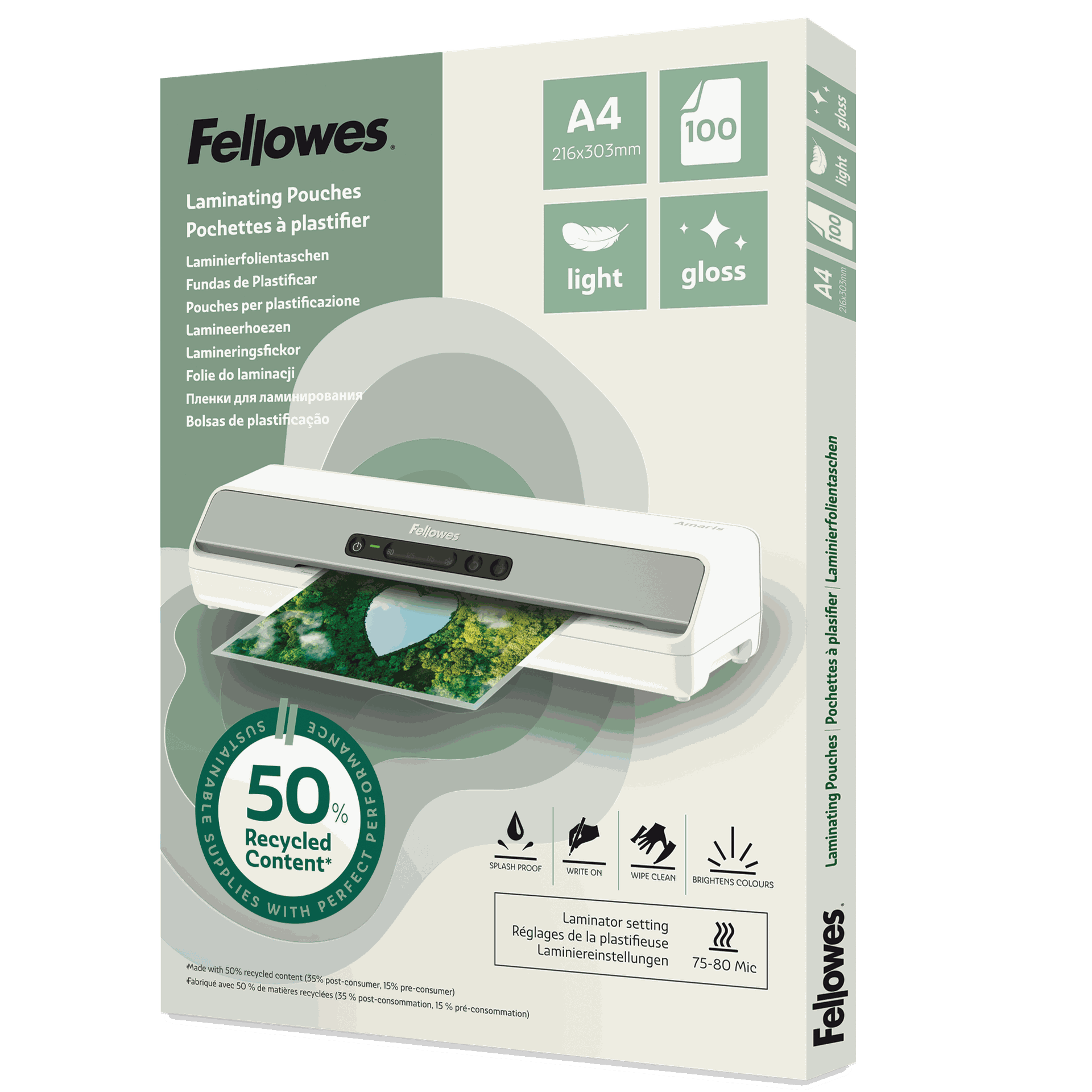 [8567816] Lamineringsfickor Recycled A4 blank 100-pack
