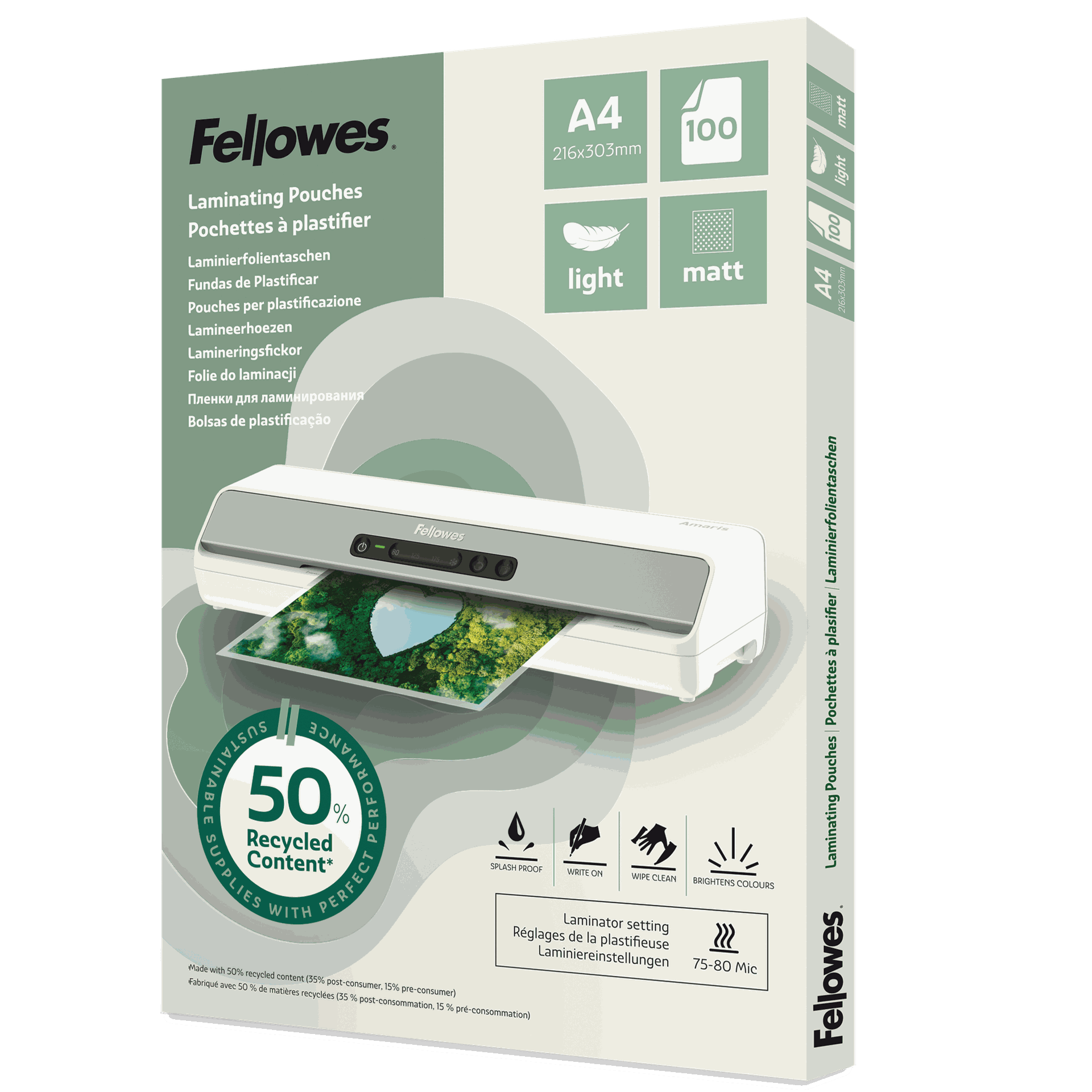 [8567820] Lamineringsfickor Recycled A4 matt 100-pack