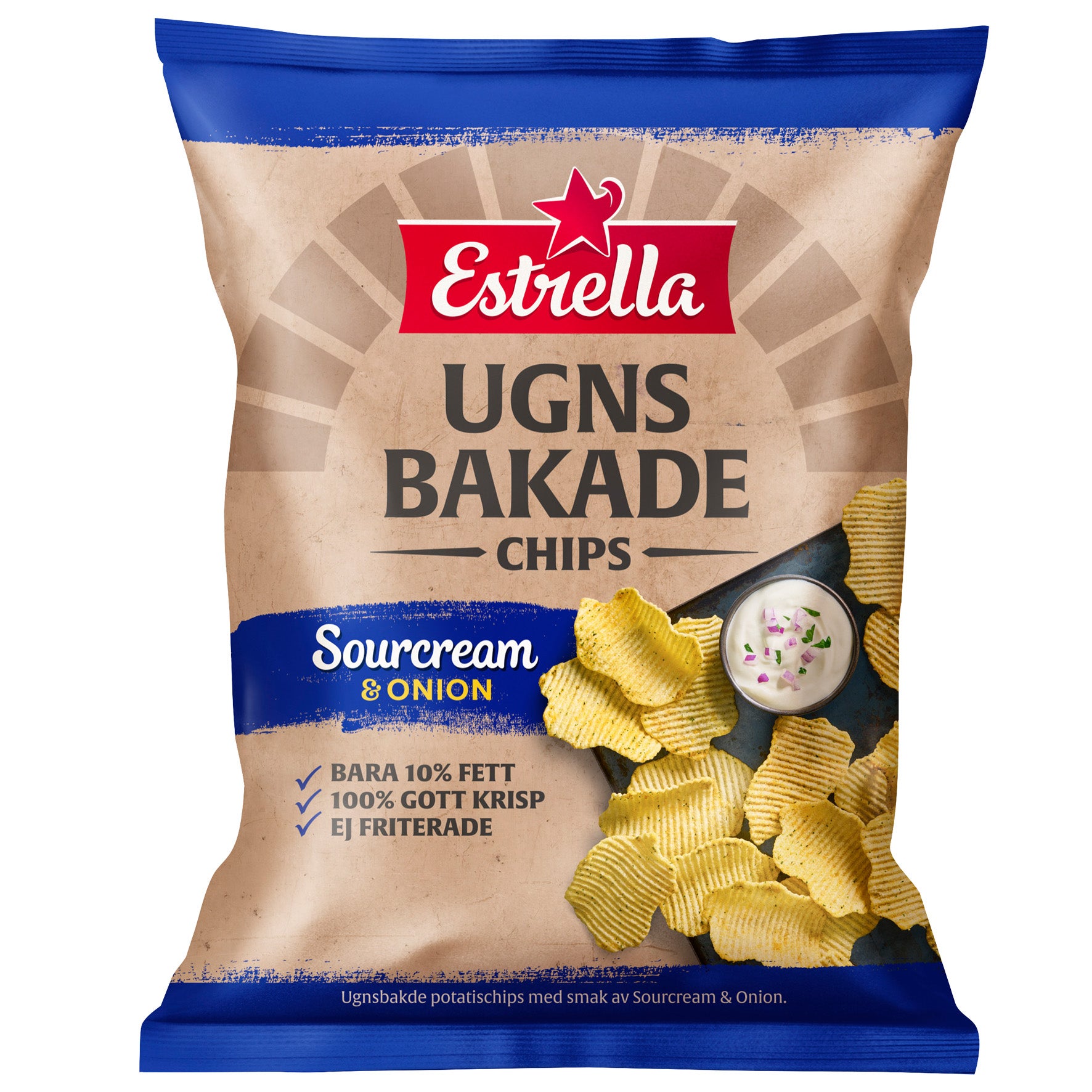 [8568247] Ugnsbakade chips Estrella Sourcream & Onion 10x125 g