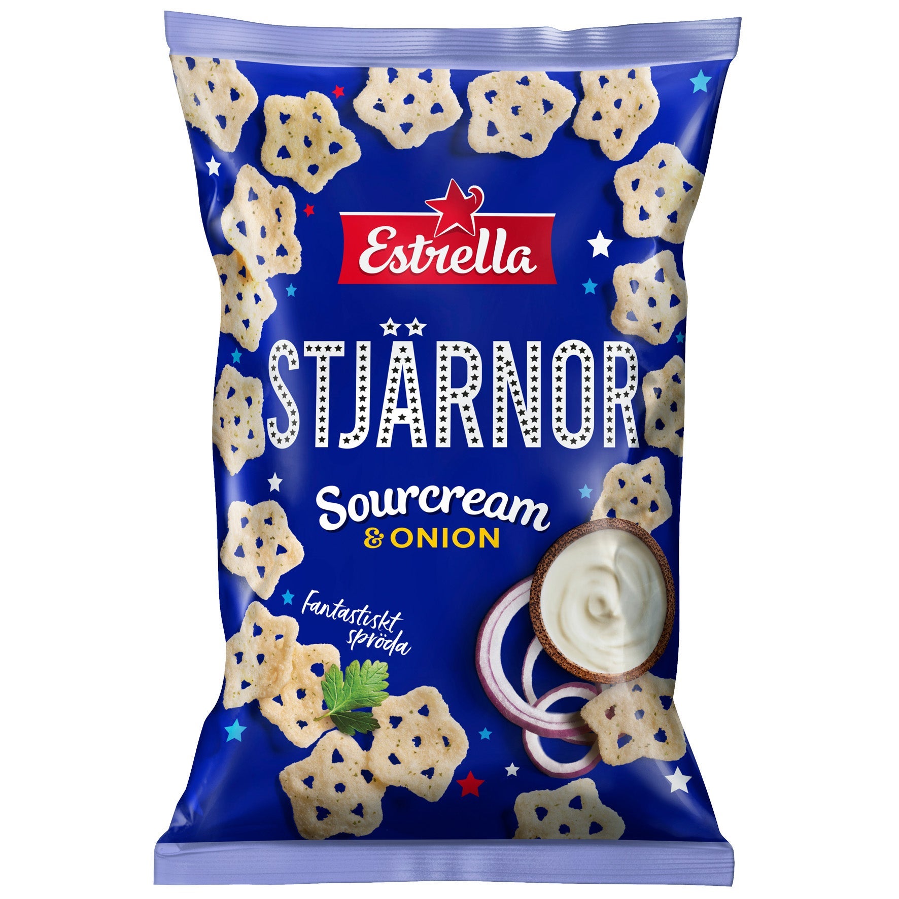 [8568316] Snacks Estrella Stjärnor Sourcream & Onion 10x85 g