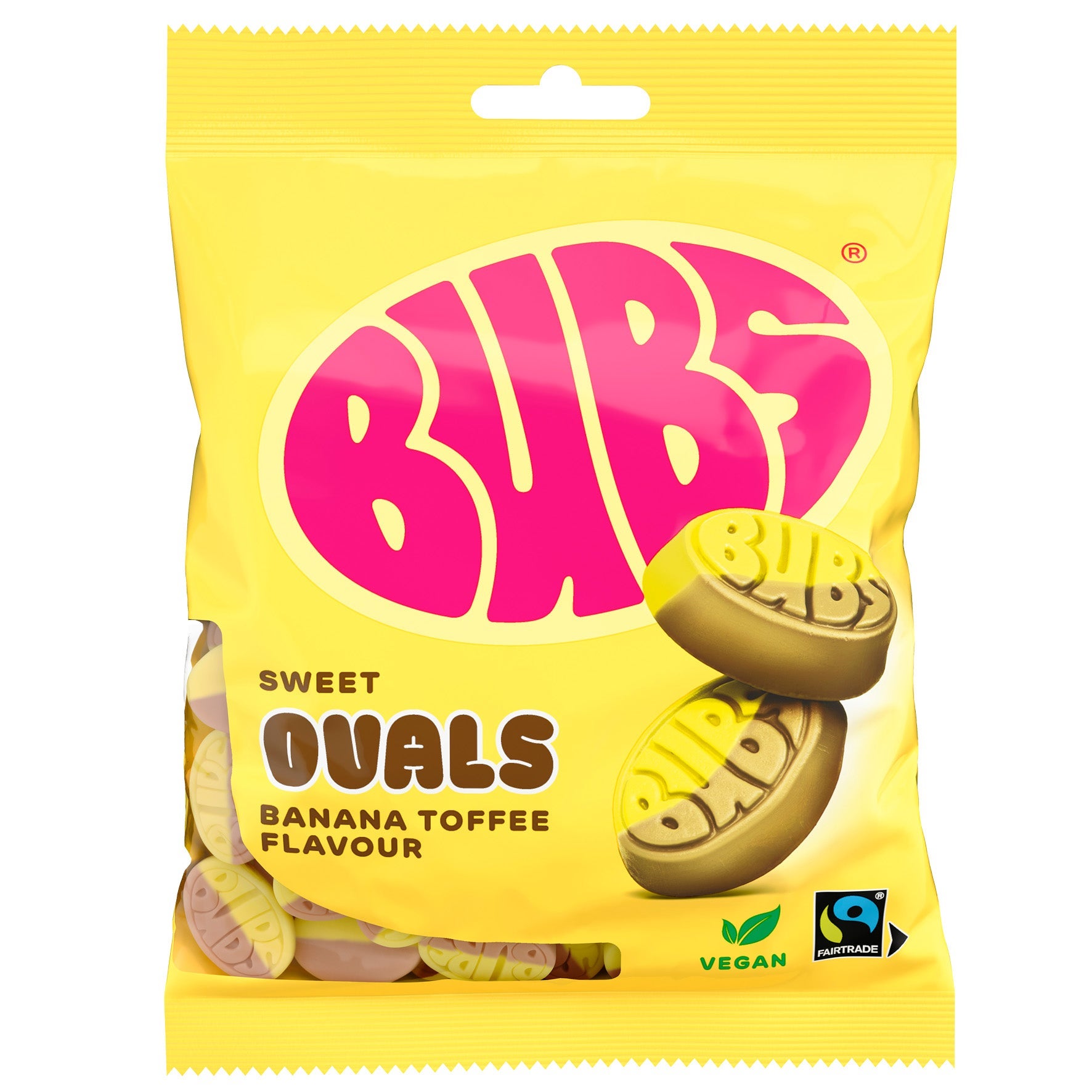 [8568339] Godis BUBS Sweet Ovals Banana Toffee 12x90 g