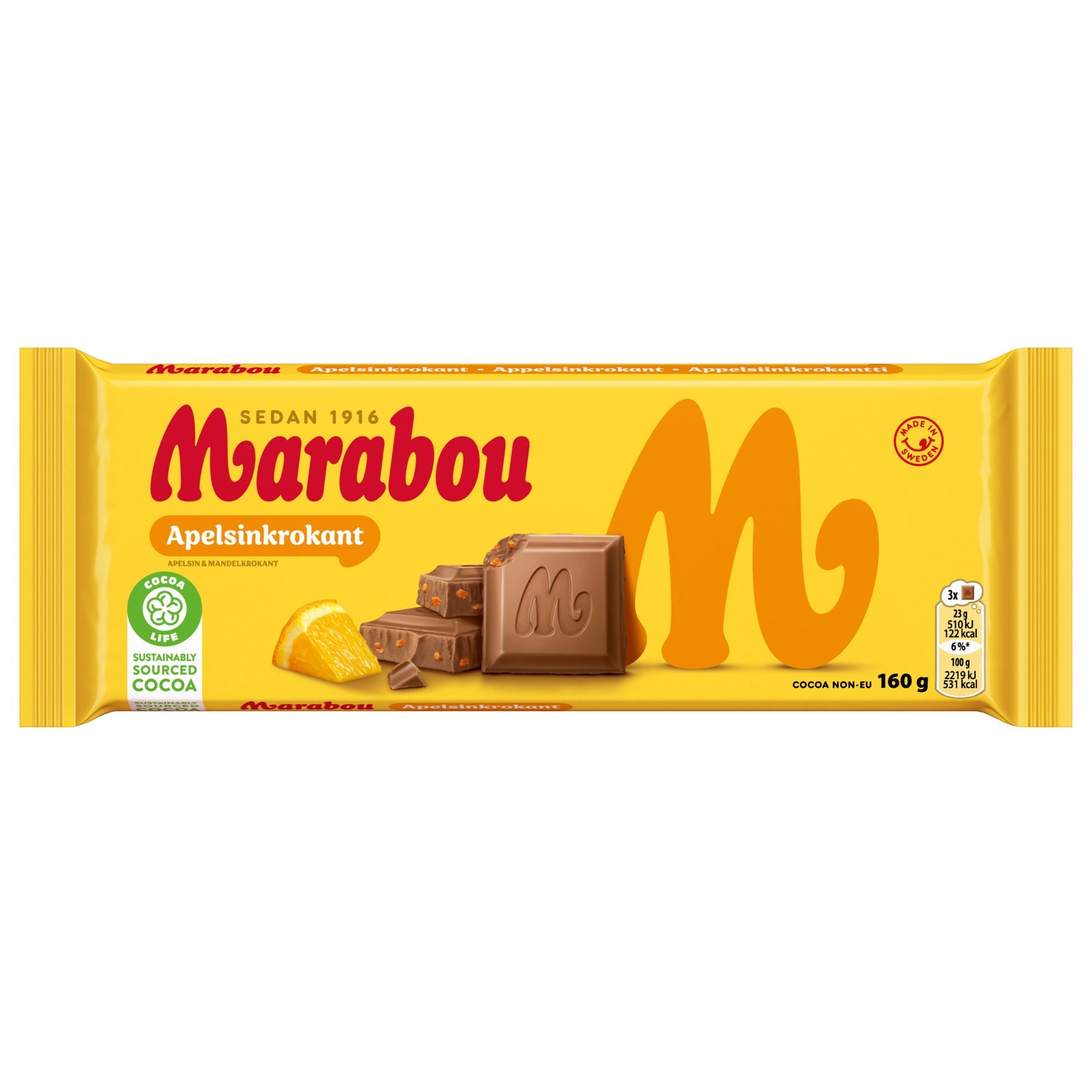 [8568347] Choklad Marabou Apelsinkrokant 15x160 g
